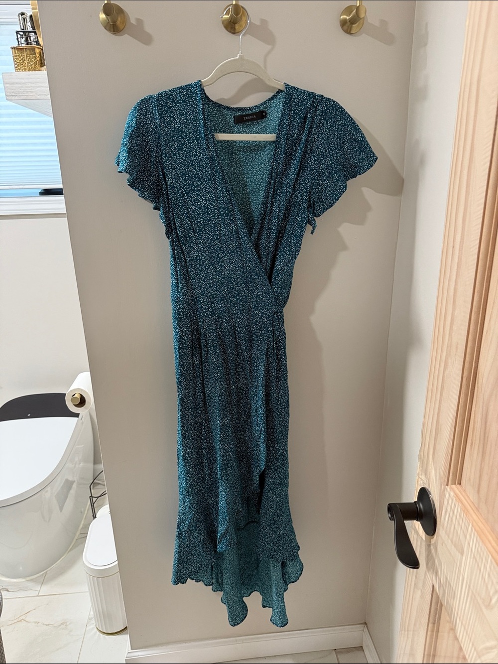 Floral Teal High-Low Wrap Dress - Women